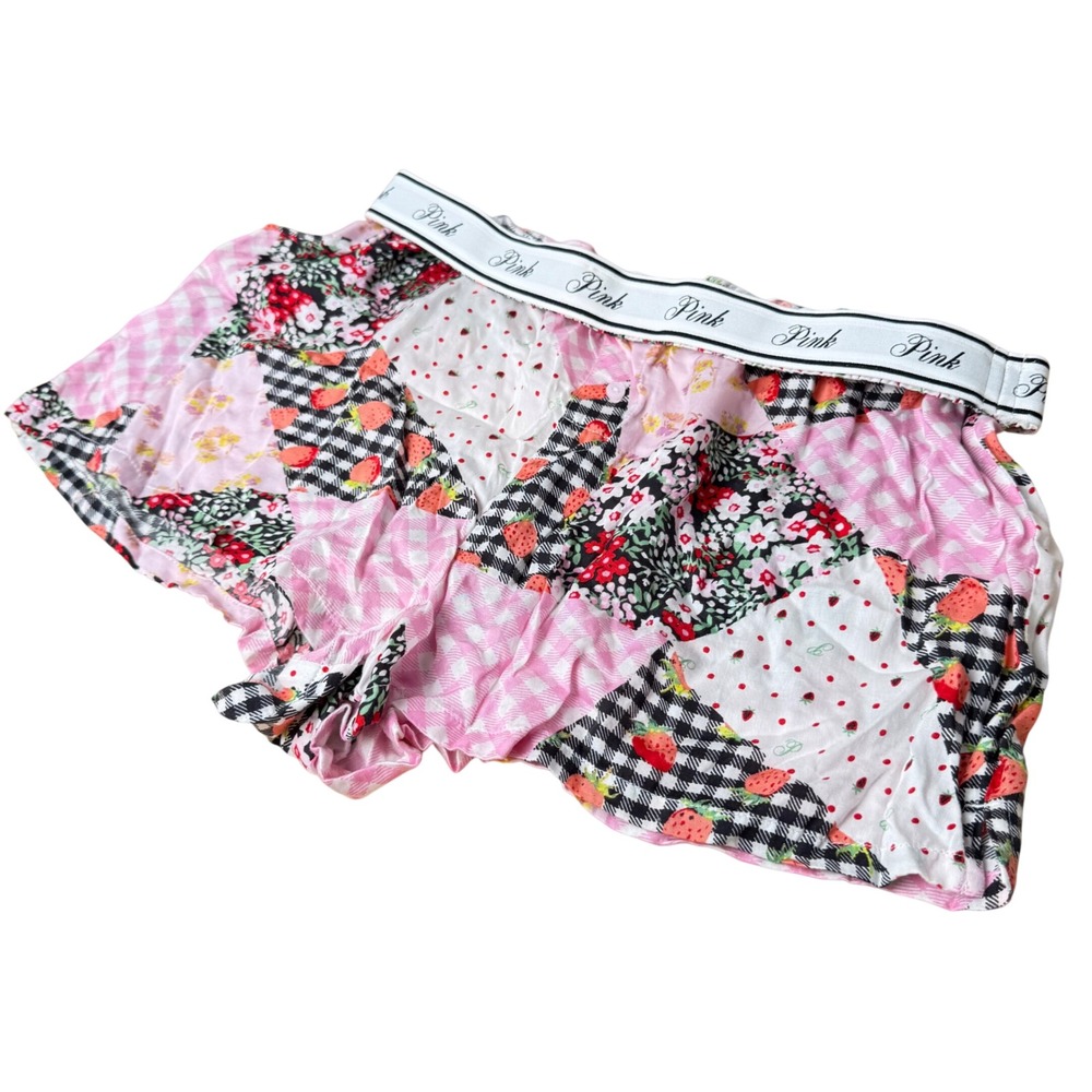 PINK Victoria's Secret Womens Pajama Shorts Med. Pink‎ Patchwork Floral Coquette